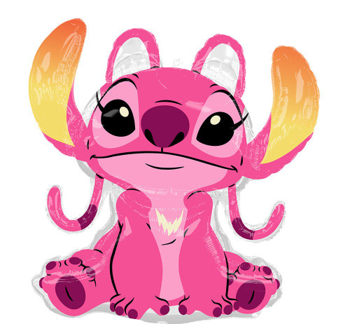 Lilo & Stitch Angel Balloon. Shaped. Featuring the pink Angel in a cute sitting position. Balloon is approximately 27 inches after inflation. Lilo & Stitch Angel Balloon. Shaped. Featuring the pink Angel in a cute sitting position. Balloon is approximately 27 inches after inflation.