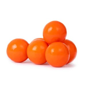 Orange Gumballs. These classic 1 inch orange flavored gumballs feature an orange coating. Perfect for weddings, baby showers, holidays, and more. Net weight 35oz.