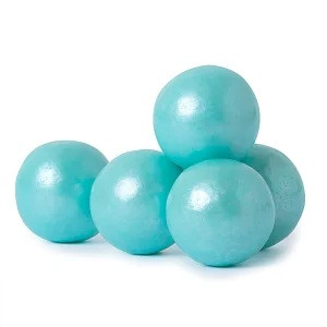 Turquoise Shimmer Gumballs. These classic 1 inch gumballs feature a light shimmery turquoise color coating. Perfect for weddings, baby showers, holidays, and more. Net weight available in 16oz and approximately 3lbs 9oz.