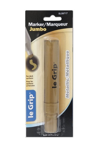 Jumbo Metallic Gold Ink Marker. This permanent marker features shimmering gold ink that stands out on dark surfaces. Its jumbo tip delivers thick lines, perfect for posters, signs, art projects, and DIY crafts. Measures 5.75in. Jumbo Metallic Gold Ink Marker. This permanent marker features shimmering gold ink that stands out on dark surfaces. Its jumbo tip delivers thick lines, perfect for posters, signs, art projects, and DIY crafts. Measures 5.75in.