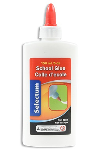 School Glue. This white glue is ideal for paper, cardboard, fabric, and lightweight craft materials. The easy-squeeze bottle and no-clog tip ensure smooth application, whether you're working on school projects, arts and crafts, or general repairs. Measures 5oz.