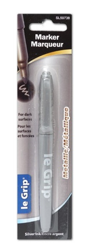 Metallic Silver Ink Marker. This permanent marker features shimmering silver ink that stands out on dark surfaces. Its bullet point tip is perfect for posters, signs, art projects, and DIY crafts. Measures 5.5in. Metallic Silver Ink Marker. This permanent marker features shimmering silver ink that stands out on dark surfaces. Its bullet point tip is perfect for posters, signs, art projects, and DIY crafts. Measures 5.5in.