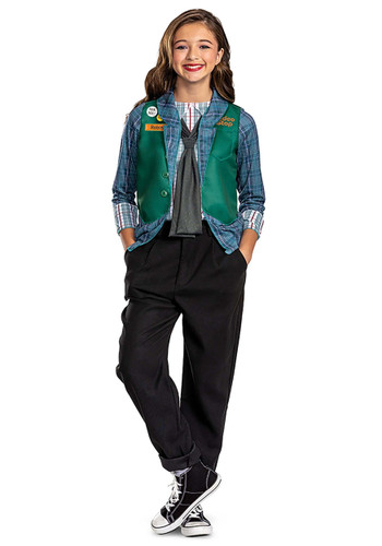 Stranger Things Child Robin Season 4 Costume. Designed to match her look from the show, it features a green vest with an orange "Robin" nametag, just like the one she wears while working at the video store. This costume features a jacket with attached vest and detachable tie. Pants and shoes not included. Medium fits 8+, Large fits 10 - 12, and X-Large fits 14 - 16. Stranger Things Child Robin Season 4 Costume. Designed to match her look from the show, it features a green vest with an orange "Robin" nametag, just like the one she wears while working at the video store. This costume features a jacket with attached vest and detachable tie. Pants and shoes not included. Medium fits 8+, Large fits 10 - 12, and X-Large fits 14 - 16.