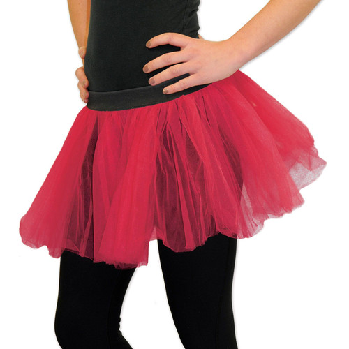 Red Tutu. This thin polyester tutu features a layer of red tulle with an elastic waistband. One size fits most.