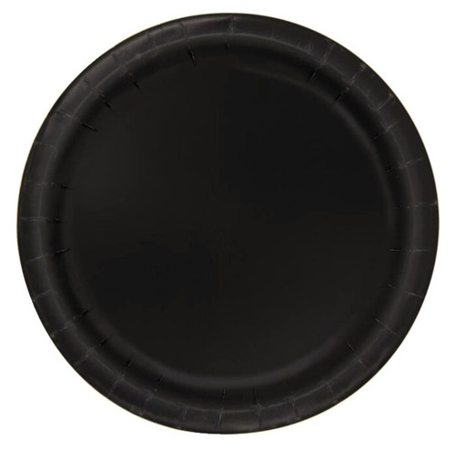 Black Paper Luncheon Plates. These sturdy paper plates feature a versatile black color. Package includes 20 count 8.5in plates.