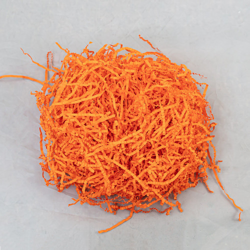 Orange Paper Shred. This classic shred features crinkled up strands of orange paper. Great for filling gift bags and more! Net WT 2oz.