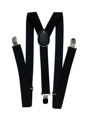 Black Suspenders. These suspenders feature adjustable straps with metal clips with a Y back design! One size fits most. Black Suspenders. These suspenders feature adjustable straps with metal clips with a Y back design! One size fits most.