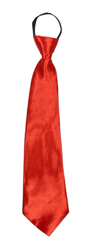 Red Zip Up Tie. Designed with a built-in zipper closure, this red polyester tie features a pre-tied knot and a pull-front mechanism that makes it easy to slip on and adjust, no tying required. Measures 15in.
