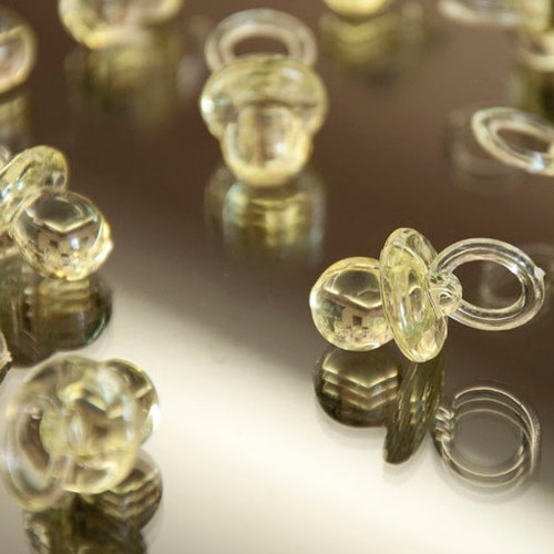 Clear Acrylic Pacifier Favor Yellow Clear Acrylic Pacifier Favor Yellow