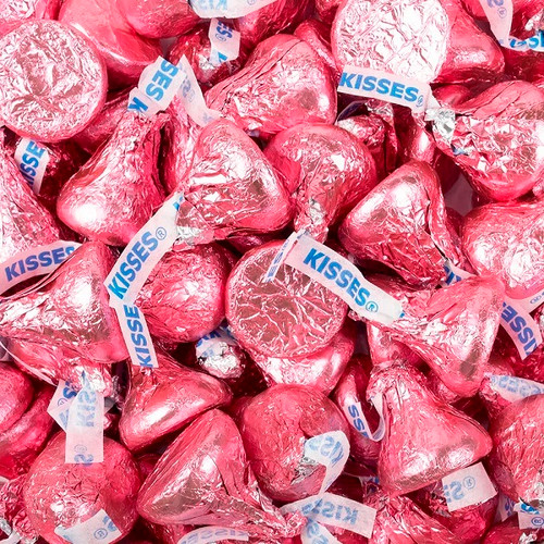 Pink Hersheys Kisses. These classic chocolate kisses wrapped in light pink are a perfect addition to weddings, birthdays, holidays, baby showers, and more. Net weight 12 ounces.