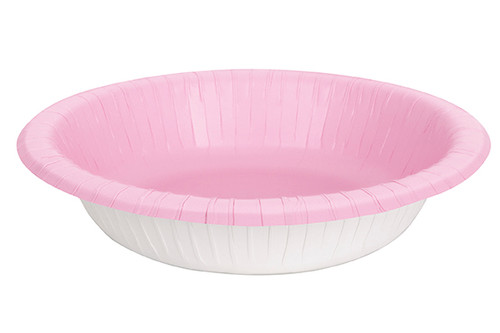 Lovely Pink Paper Bowls. These sturdy paper bowls are the perfect size for individual servings. Package includes 20 count 20oz bowls.