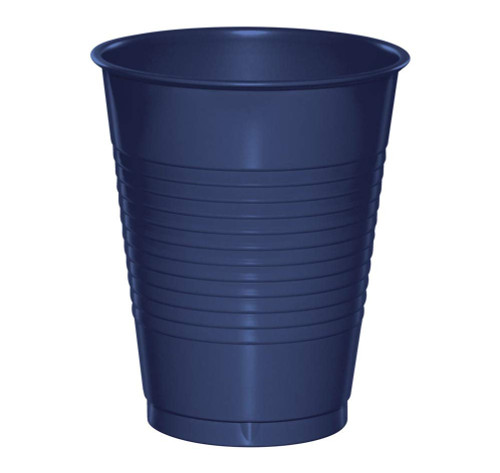 Navy Plastic Cups. These plastic cups feature a navy blue color and a raised grip, and should only be used for cold drinks. Package includes 20 count 16oz cups.