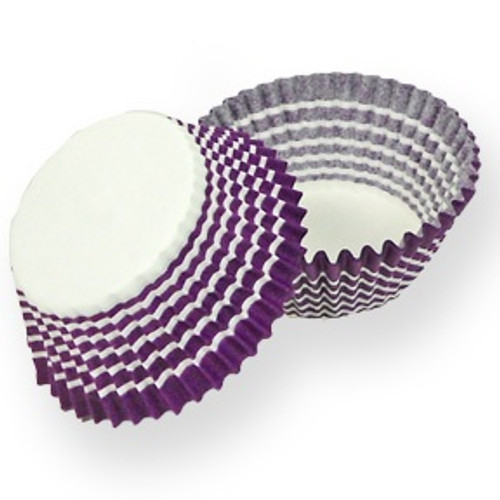 Purple & White Striped Standard Baking Cups. These purple and white striped baking cups are great for birthdays, showers, holidays, and more. Package includes 50 count 2in x 1.25in cups. Purple & White Striped Standard Baking Cups. These purple and white striped baking cups are great for birthdays, showers, holidays, and more. Package includes 50 count 2in x 1.25in cups.