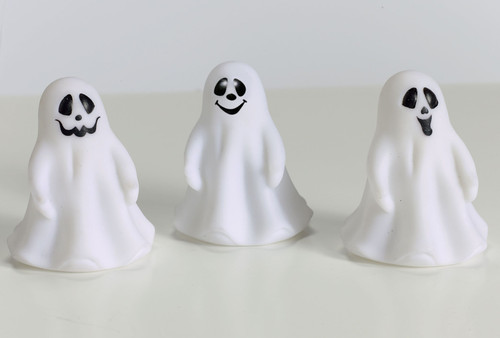 Mini Color Changing Ghost. This table prop features a smiling ghost that changes colors. 3 LR1130 Button Cell Batteries included. Measures 3.75in. Face will vary, desired expression not guaranteed.