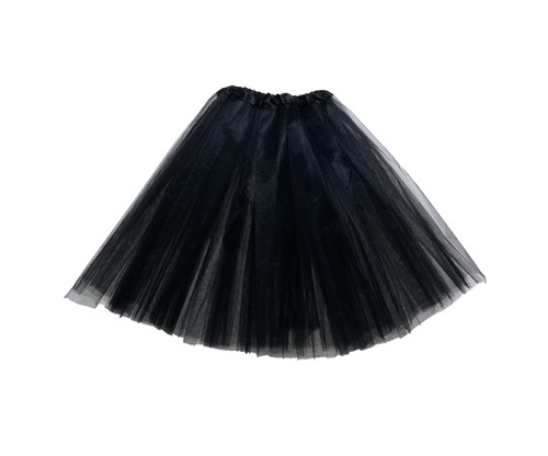 Child Size Black Tutu. This accessory features three layers of black tulle with an elastic waist band! One size fits most children.