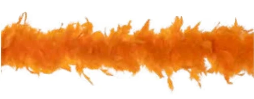 Orange Deluxe Feather Boa. This soft accessory features long orange feathers! Great for costumes, sports events, parades, and more! Boa measures 72in, 48 gram.