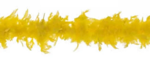 Yellow Deluxe Feather Boa. This soft accessory features long yellow feathers! Great for costumes, sports events, parades, and more! Boa measures 72in, 48 gram.