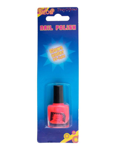 Neon Pink Nail Polish. This bright pink nail polish glows under UV-light. Net WT 0.33 fl oz.