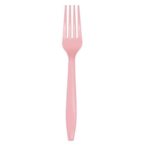 Classic Pink Plastic Forks. These premium quality, heavy duty forks are durable and could be reused or disposed! Package includes 24 count 7in forks.