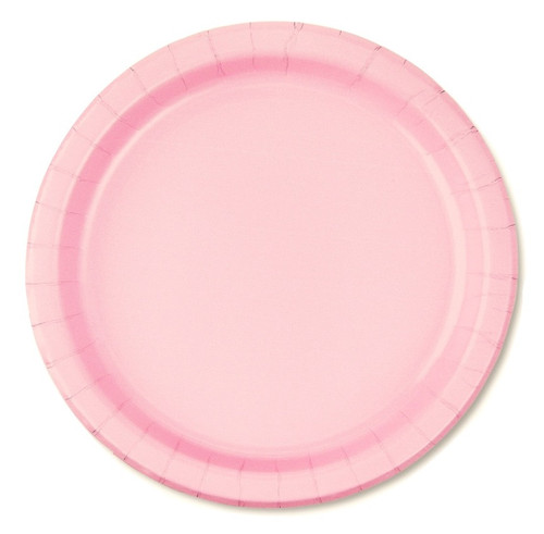 Lovely Pink Paper Luncheon Plates. These sturdy paper plates feature a light pink color. Package includes 20 count 8.5in plates.