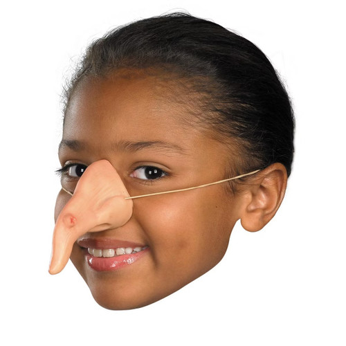 Child Witch Nose. This vinyl nose features a crooked shape with a large wart and an attached elastic string. One size fits most children. Child Witch Nose. This vinyl nose features a crooked shape with a large wart and an attached elastic string. One size fits most children.