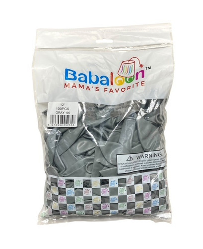Gray Latex Balloons. Package includes 100 count, 12 inch uninflated balloons.