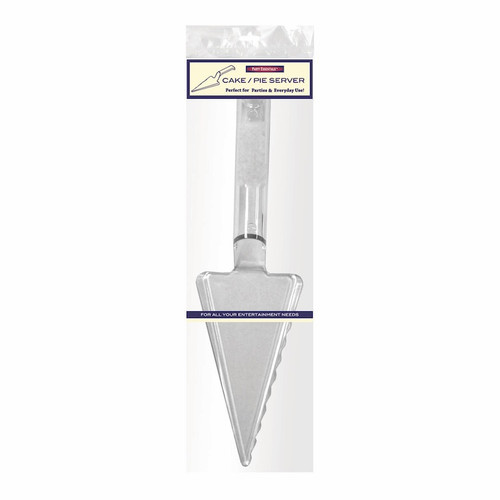 This Clear heavy duty Plastic Cake and Pie Server is perfect for serving many desserts. Measures 10.75in long.