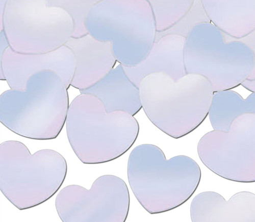 Fanci Fetti Opalescent Hearts! This foil confetti features opalescent heart shaped pieces. Net WT 1oz.
