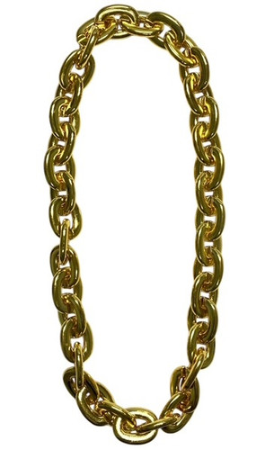 Gold Chain Necklace. This metallic gold necklace is made of thick 1.75in plastic chain links. One size fits most.