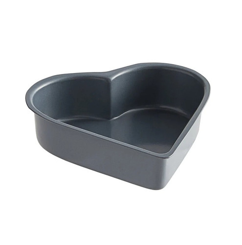 Mini Heart Shaped Steel Pan. This non stick, steel, heart shaped pan is ideal for cakes and brownies. Measures 3in x 3.75in x 1in.