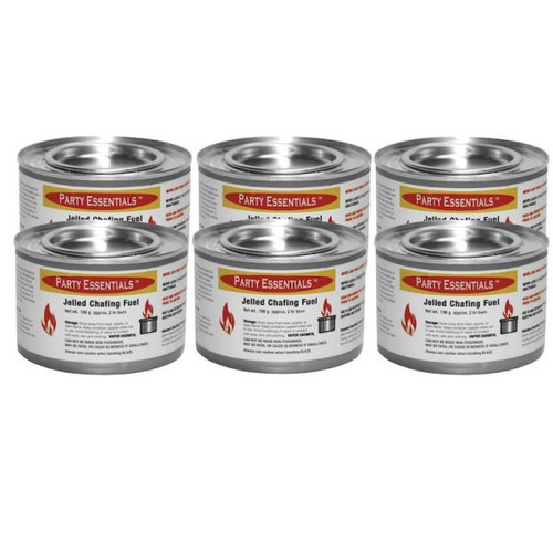 Warming Fuel Methanol. These cans have a 2-hour gel based fuel that burns a blue flame and reduces soot and odor. Package includes 6 count cans.