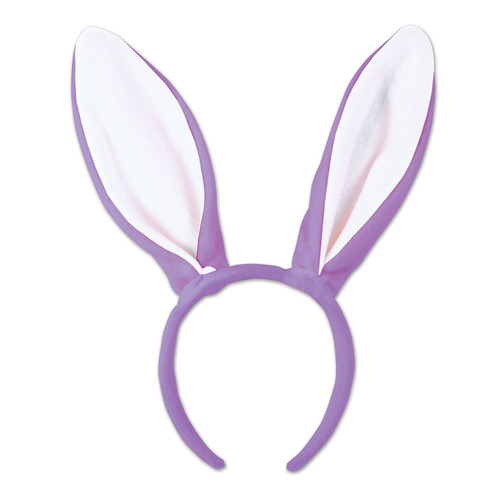 Lavender Bunny Ears. This lavender fabric covered headband features attached lavender ears with white centers. One size fits most.