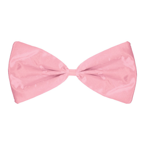 Pink Bow Tie. This bow tie features a light pink color fabric with attached elastic neck band. One size fits most.