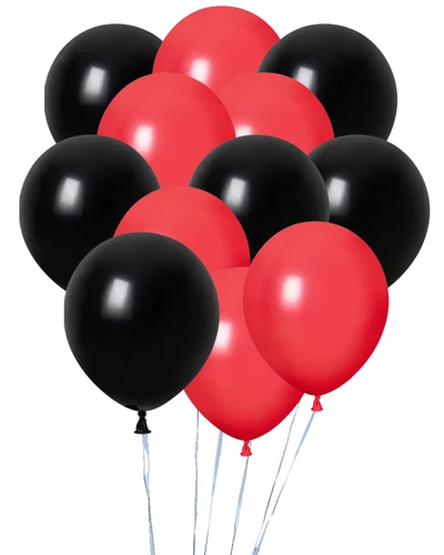 Dozen Balloons Grouped together 6 red and 6 black