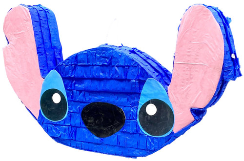 Blue Fun Pinata. Shaped like a blue creature head with big ears, this pinata has a twist paper hanger on top and a seal on the side of its ear. Measures 11.5in tall x 18in wide x 3.75in thick.