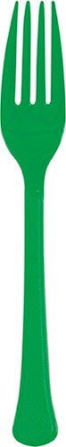 Bright Green Plastic Forks. These premium quality, heavy duty forks are durable and could be reused or disposed! Package includes 20 count 7in forks.