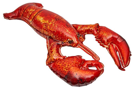 Air Fill Crawfish Balloon. This balloon is shaped like a classic crawfish or lobster in bright red, with big claws and a shorter tail. Measures approximately 21in x 10in after inflation.