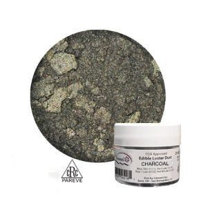 Edible Luster Dust - Charcoal. This luster dust is in a charcoal gray color. Net WT .25oz.