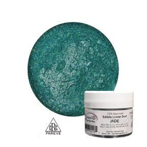 Edible Luster Dust - Jade. This luster dust is in a jade, blue green color. Net WT .25oz.
