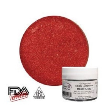 Edible Luster Dust - Red Rose. This luster dust is in a deep red color. Net WT .25oz.