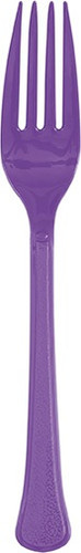 Neon Purple Plastic Forks. These premium quality, heavy duty forks are durable and could be reused or disposed! Package includes 20 count 7in forks.