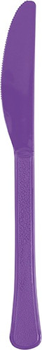 Neon Purple Plastic Knives. These premium quality, heavy duty plastic knives feature a purple color. Package includes 20 count 7.5in knives.