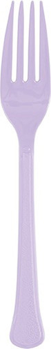 Bright Lavender Plastic Forks. These premium quality, heavy duty forks are durable and could be reused or disposed! Package includes 20 count 7in forks.