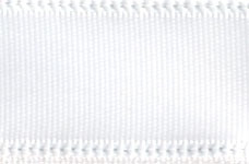 Wired Single Face Satin Ribbon - White. This polyester ribbon features a solid white color and a wire edge for shaping. Available in 1.5in x 3yds.