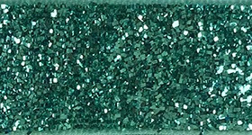 Velvet Glitter Ribbon - Aqua. This skinny polyester and nylon ribbon features an aqua bluish green tinsel texture. Available in 5/8in x 3yds.