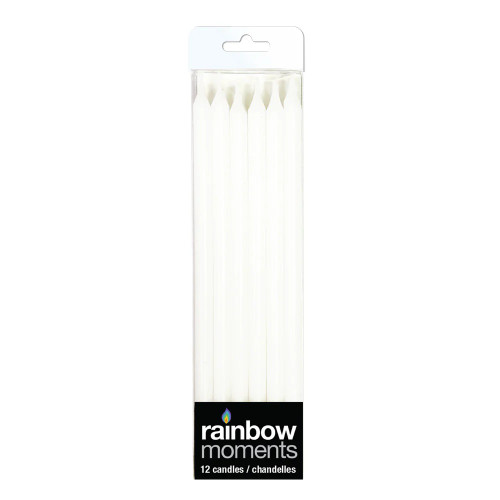 Make your cakes or cupcakes stand out with these Tall White Birthday Candles.
Package includes 12 count 5in wax candles.