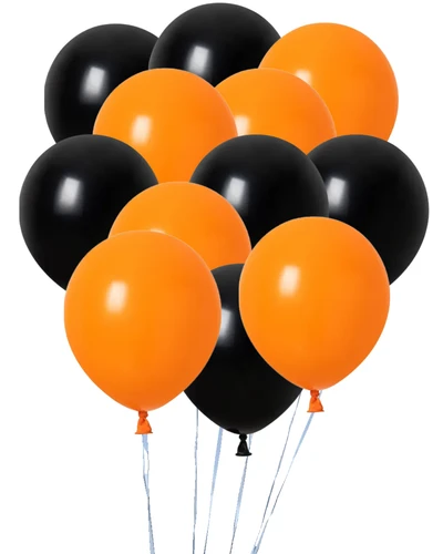 Dozen Balloons Grouped together 6 orange and 6 black