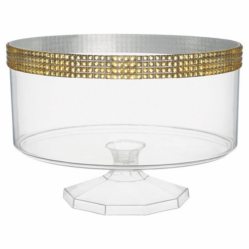Gold Rhinestone Trifle Container. Measures 7.5in in diameter x about 5.5in tall.