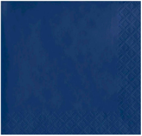 Bright Navy Dinner Napkins. These 2-ply paper napkins feature a navy blue color. Package includes 40 count napkins measuring 7.5in x 7.75in when folded.