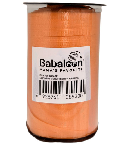 Balloon Curly Ribbon - Orange. Use scissors to curl the ends of this ribbon for extra flair. This ribbon features an orange color. Measures 500yds.